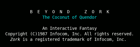 Beyond Zork Title Screen